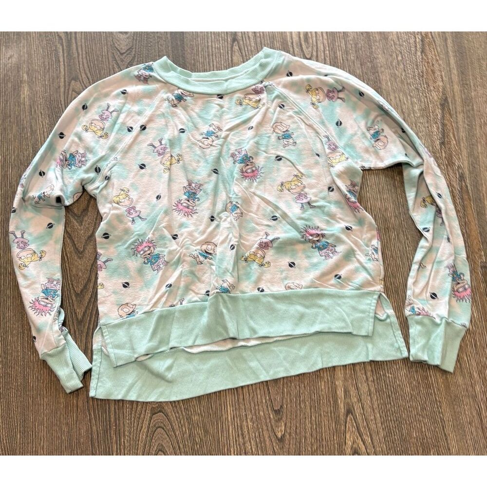 Nickelodeon Womens Sleepwear Pajama Top Long Sleeves Rugrats Print Green Size S